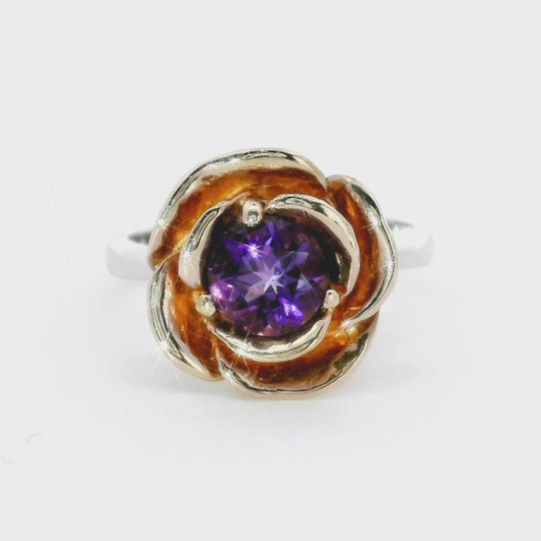 LENYA แหวนพลอยอเมทิสต์ เสริมความสงบใจ มีสติ มั่งคั่ง ขนาด 6 มิล ตัวเรือนเงินแท้925 ชุบทูโทน