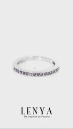 LENYA แหวน  ETERNAL ประดับด้วย SWAROVSKI ZIRCONIA สีม่วงแฟนซี บนตัวเรือนเงินแท้ชุบทองคำขาวแท้ สวยคลาสสิค