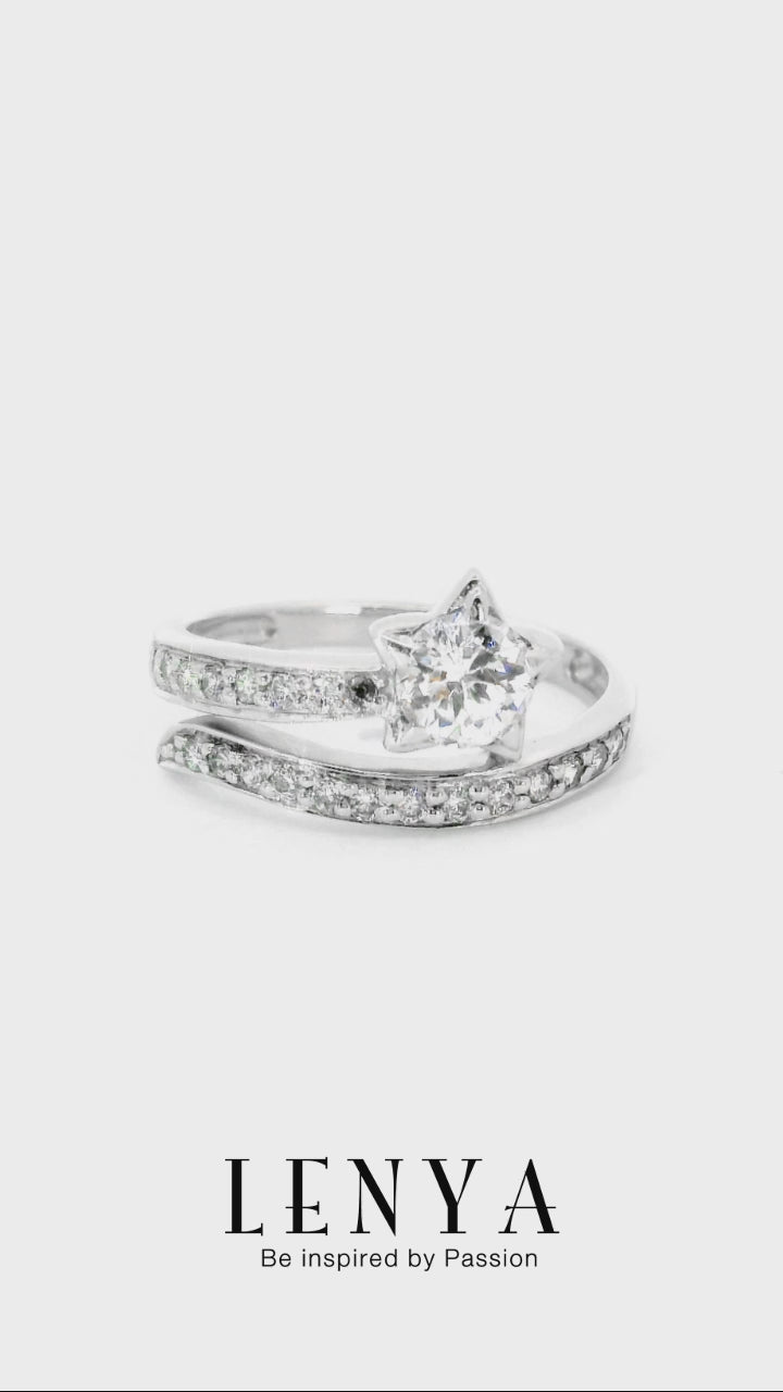 LENYA แหวนเพชร DiamondLike แฟชั่นดีไซน์รูปดาว ให้คุณโดดเด่นในทุกปาร์ตี้ ตัวเรือนเงินแท้ชุบทองคำขาว