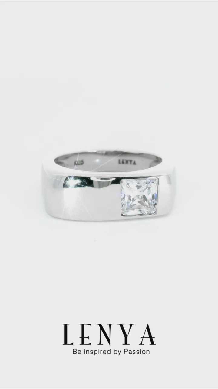 LENYA แหวน CZ DiamondLike เสริมลุคใส่สบายทุกวัน ขนาด 5.5 มิล ตัวเรือนเงินแท้925 ชุบทองคำขาว