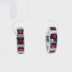 LENYA ต่างหู CZ สีแดงจาก Swarovski เสริมรสนิยม สวยสง่าดูดี ขนาด3x3มิล ตัวเรือนเงินแท้925 ชุบทองคำขาว