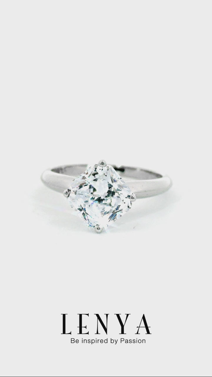 LENYA แหวน CZ DiamondLike เพิ่มความทันสมัย ขนาด 8 มิล ตัวเรือนเงินแท้925 ชุบทองคำขาว