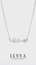 LENYA สร้อยคอ CZ DiamondLike ดีไซน์ LOVE เพิ่มความมั่นใจ ขนาด 1 มิล ตัวเรือนเงินแท้925 ชุบทองคำขาว