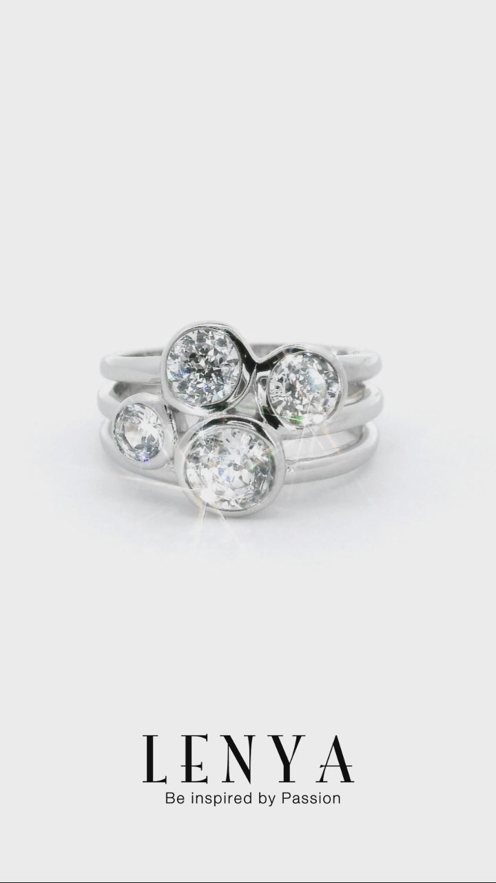 LENYA แหวน Diamondlike ตัวเรือนเงินแท้ 925 ชุบทองคำขาว นิ้วแบบไหน ใส่แหวนวงนี้ก็สวยได้