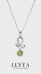 LENYA จี้ Zodiac พลอยเพอริดอท ราศีสิงห์เสริมโชคลาภ ความรักชีวิตมั่นคง ตัวเรือนเงิน925 ชุบทองคำขาว
