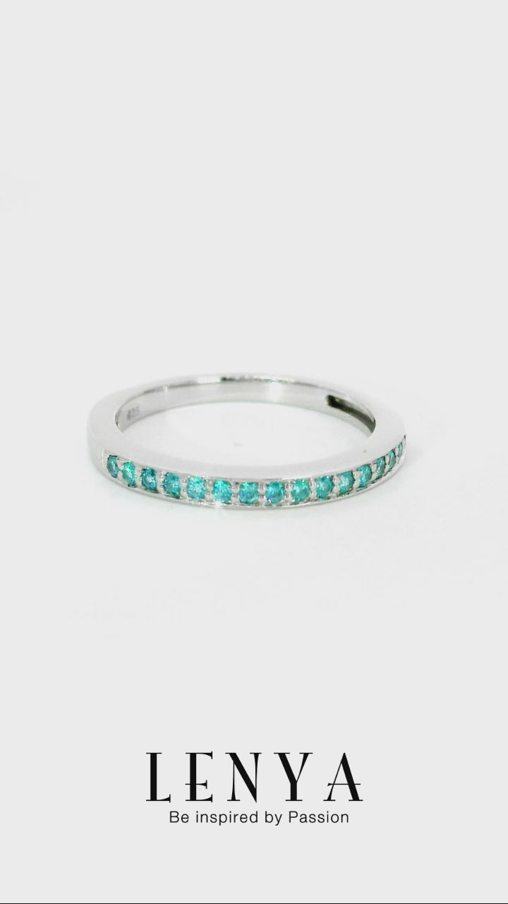 LENYA แหวน CZ สีเขียวจาก SWAROVSKI เพิ่มความงามขนาด 1.25 มิล ตัวเรือนเงินแท้925 ชุบทองคำขาว
