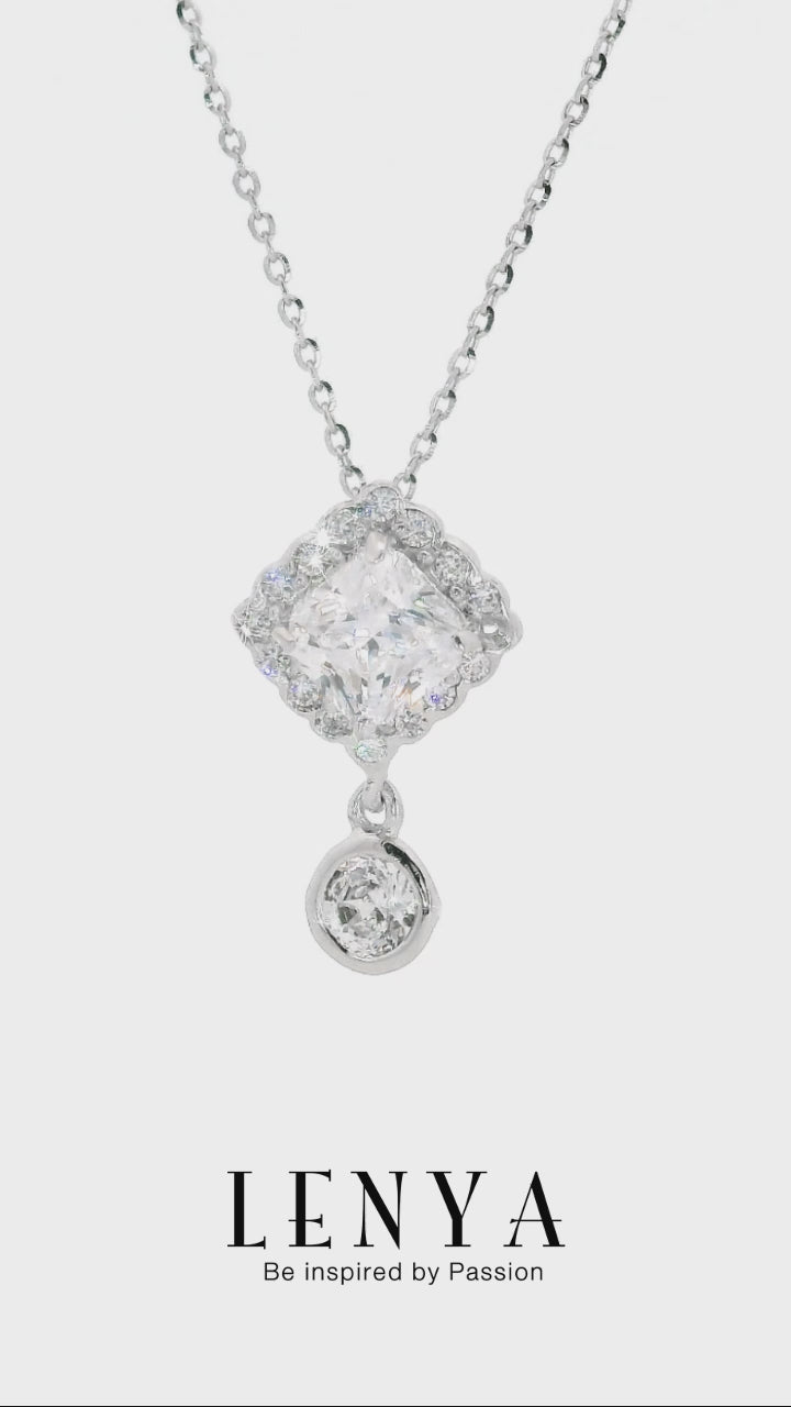 LENYA จี้ CZ  DiamondLike เสริมลุคใส่สบายทุกวัน ขนาด 5.5 มิล ตัวเรือนทองเหลือง ชุบทองคำขาว