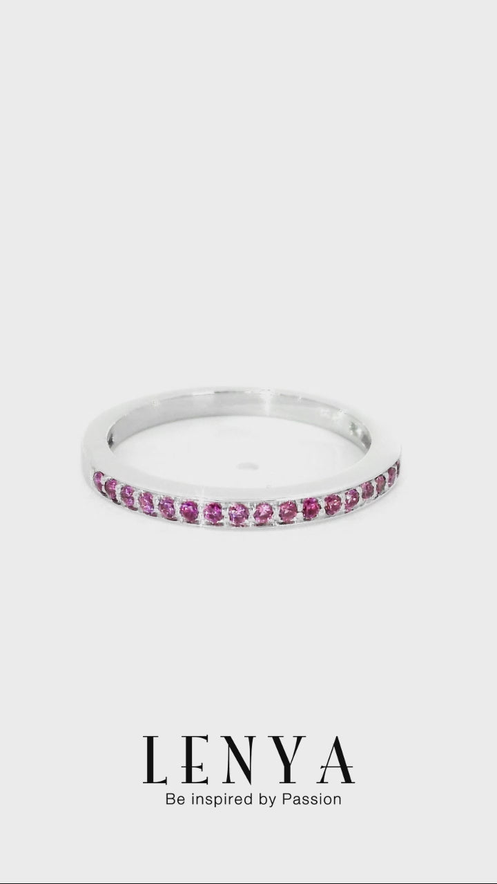 LENYA แหวน CZ สีชมพูจาก SWAROVSKI สะกดทุกสายตา ขนาด 1.25 มิล ตัวเรือนเงินแท้925 ชุบทองคำขาว