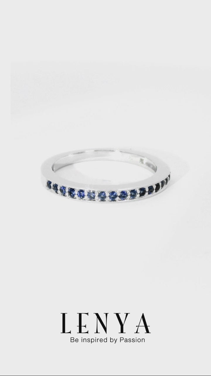 LENYA แหวน CZ สีฟ้าจาก SWAROVSKI หรูหราสวยคลาสสิค ขนาด 1.25 มิล ตัวเรือนเงินแท้925 ชุบทองคำขาว